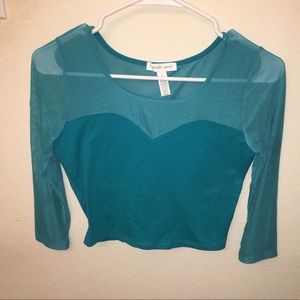 Blue mesh crop top